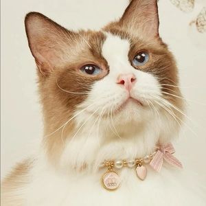 Faux Pearl Charm Decor Pet Necklace 🐈